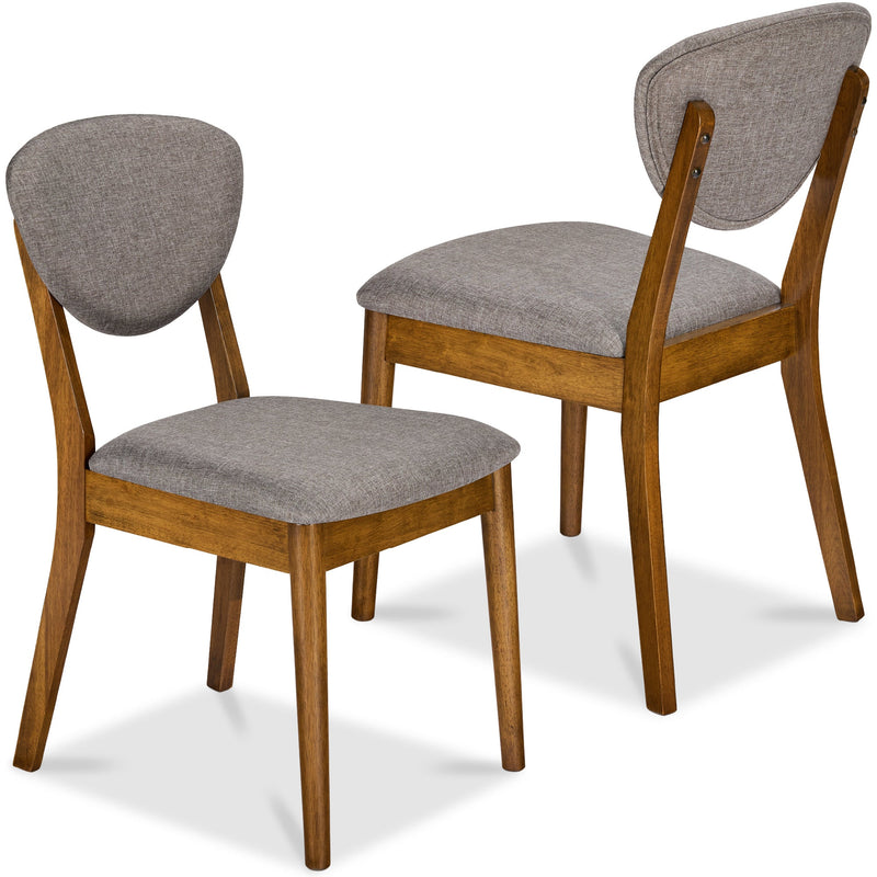2-Piece Mid-Century Modern Wood &Upholstered Dining Chair Set