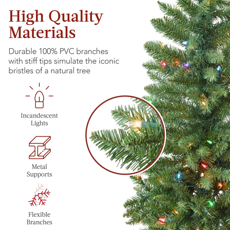 Prelit Spruce Pencil Christmas Tree w/ 2-In-1 LED Lights