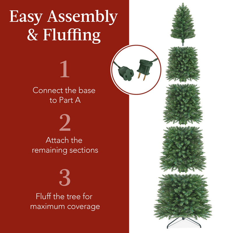 Prelit Spruce Pencil Christmas Tree w/ 2-In-1 LED Lights