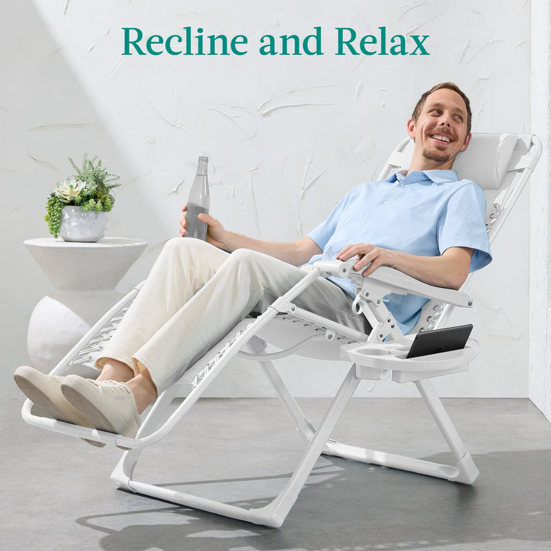 Monochromatic Zero Gravity Patio Chair Recliner w/ Side Tray, Headrest - Kivo Store