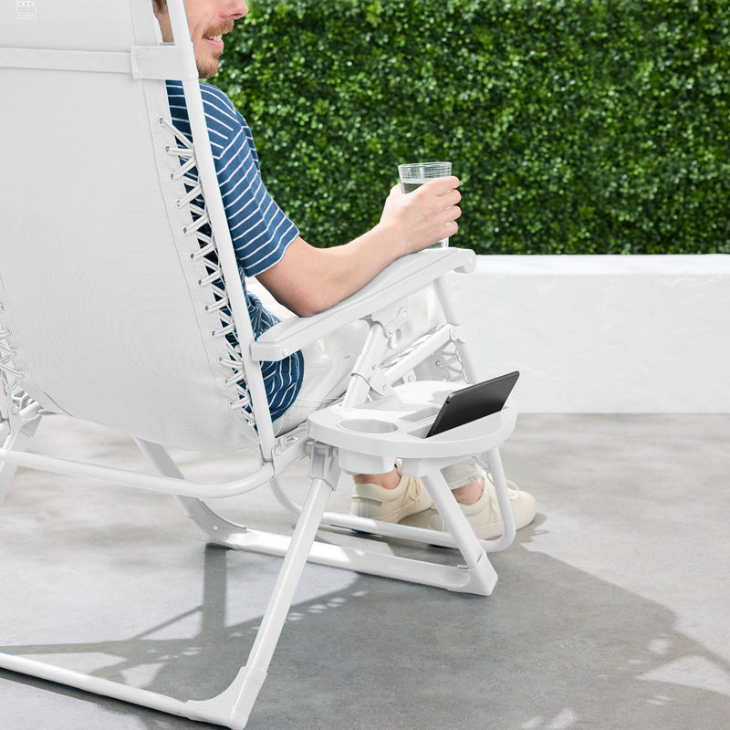 Monochromatic Zero Gravity Patio Chair Recliner w/ Side Tray, Headrest - Kivo Store