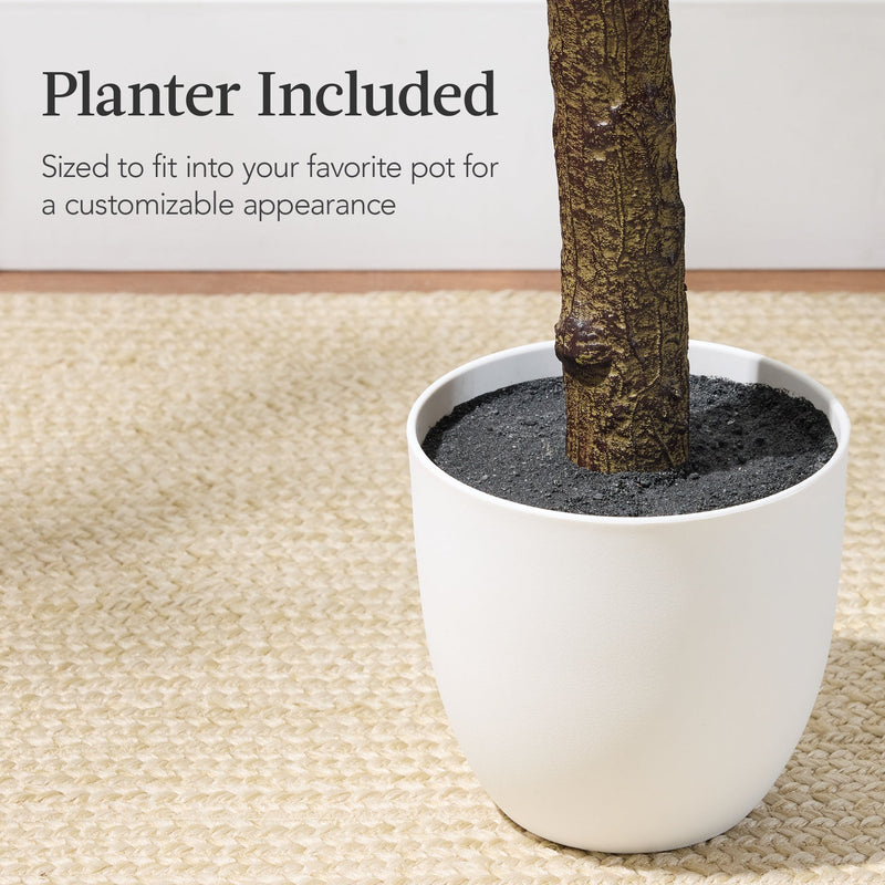 Artificial Olive Tree, Lifelike Faux Tree w/ White Pot, Decorative Olives