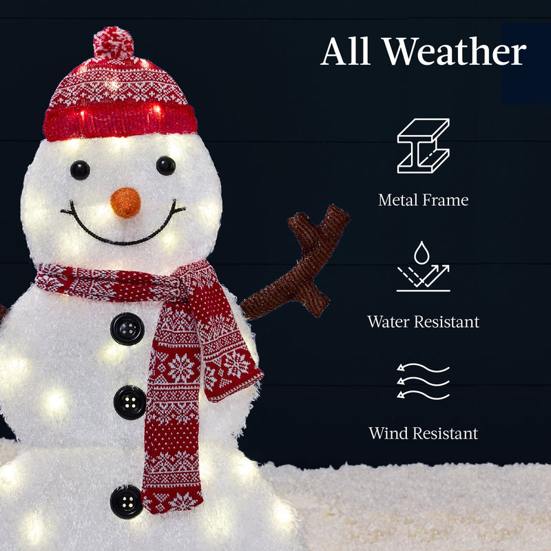 2D Lighted Snowman Family Set Outdoor Yard Decor w/ Twinkling LED Lights
