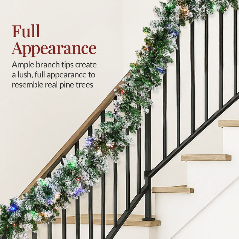 9ft Pre-Lit Christmas Garland w/ 50 Lights, Pine Cones, Berries - Kivo Store