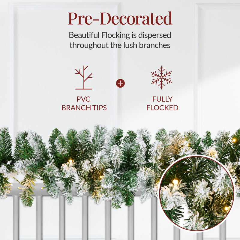 9ft Pre-Lit Christmas Garland w/ 50 Lights, Pine Cones, Berries - Kivo Store
