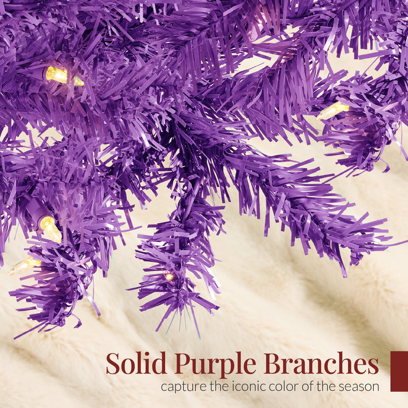Pre-Lit Artificial Purple Christmas Tree w/ Incandescent Lights
