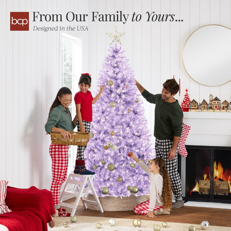 Pre-Lit Artificial Lavender Christmas Tree w/ Incandescent Lights