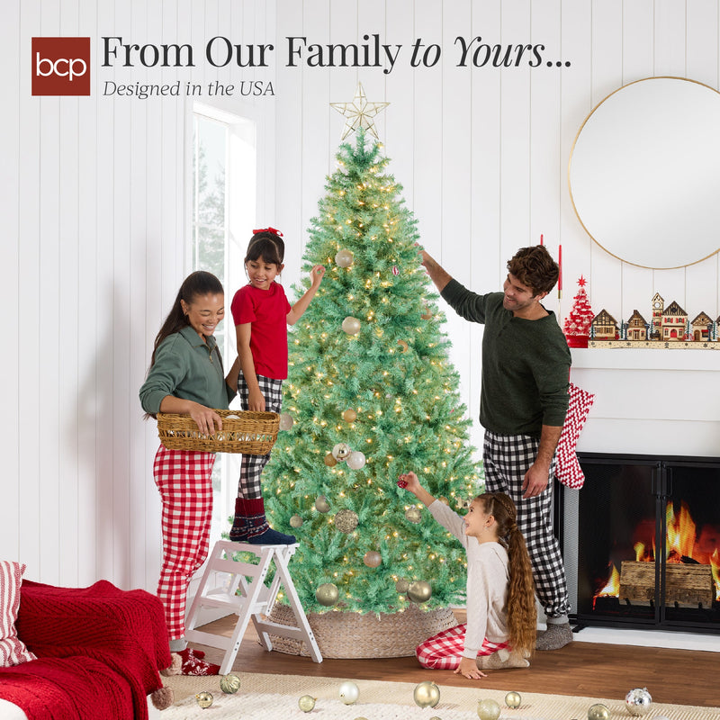 Pre-Lit Artificial Sage Green Christmas Tree w/ Incandescent Lights