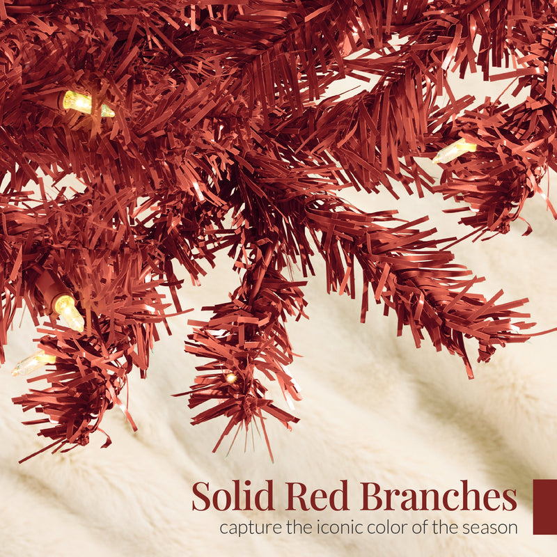 Pre-Lit Artificial Burgundy Christmas Tree w/ Incandescent Lights