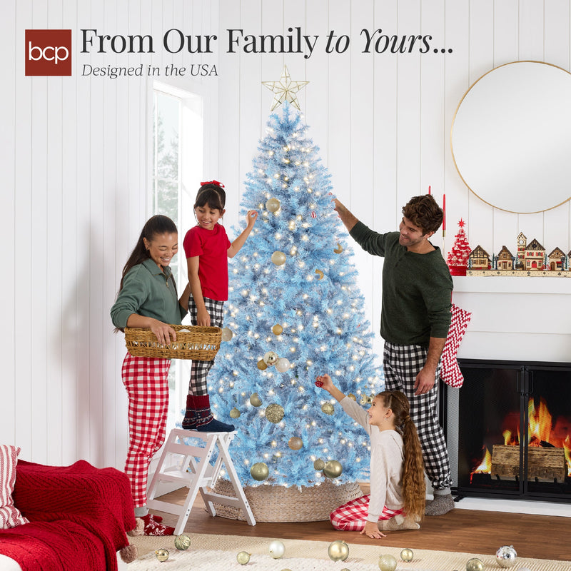 Pre-Lit Artificial Baby Blue Christmas Tree w/ Incandescent Lights