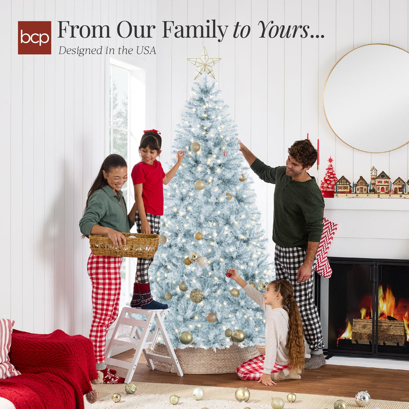 Pre-Lit Artificial Ice Blue Christmas Tree w/ Incandescent Lights