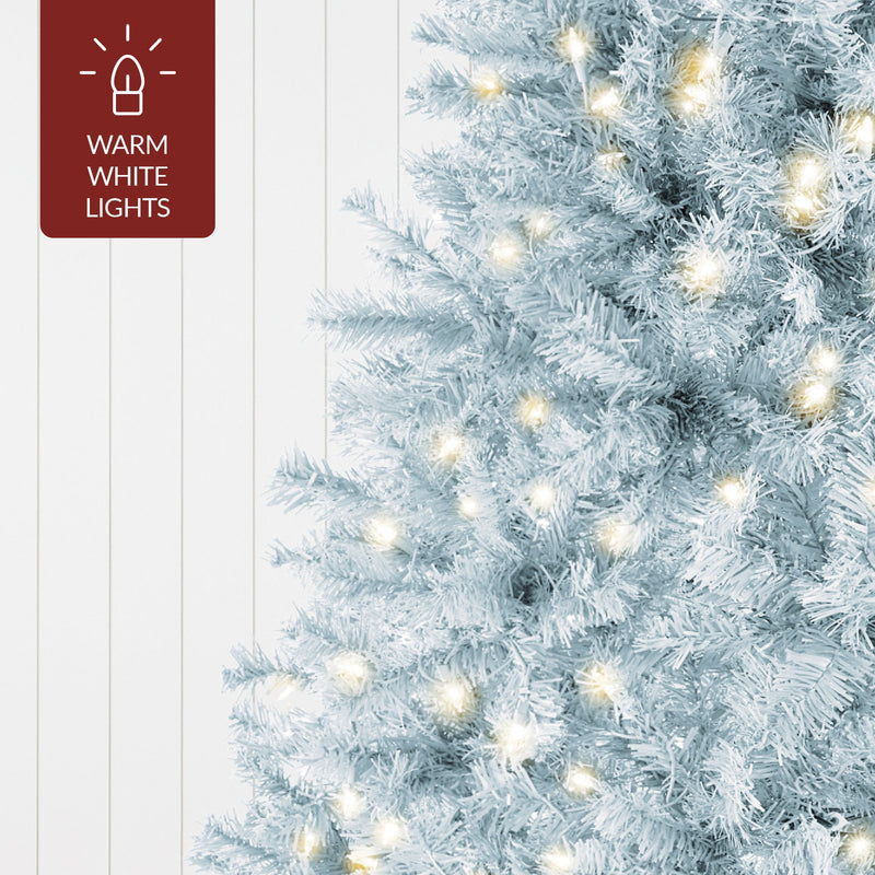 Pre-Lit Artificial Ice Blue Christmas Tree w/ Incandescent Lights
