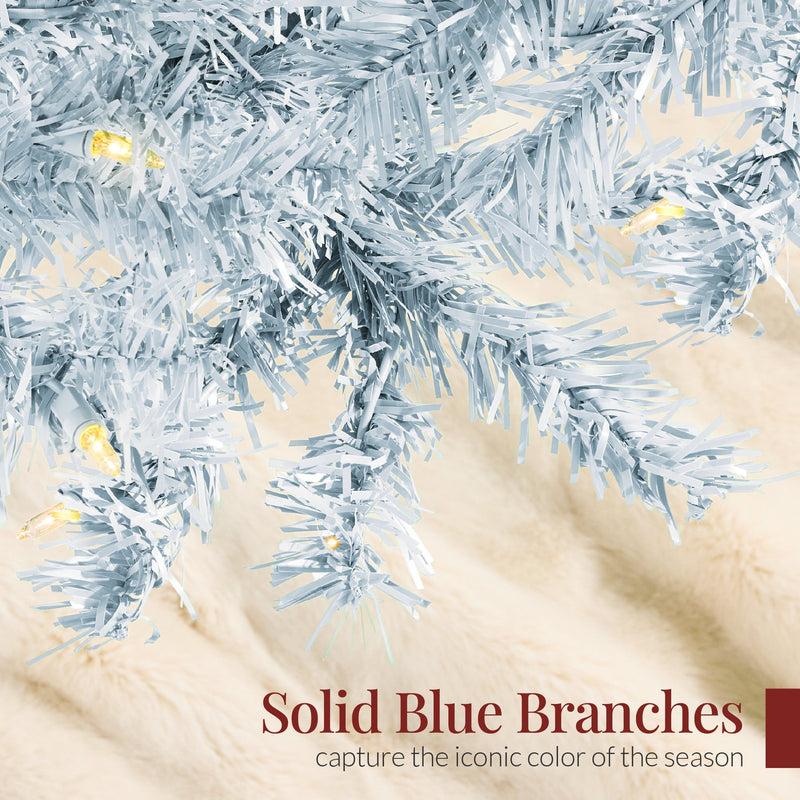 Pre-Lit Artificial Ice Blue Christmas Tree w/ Incandescent Lights