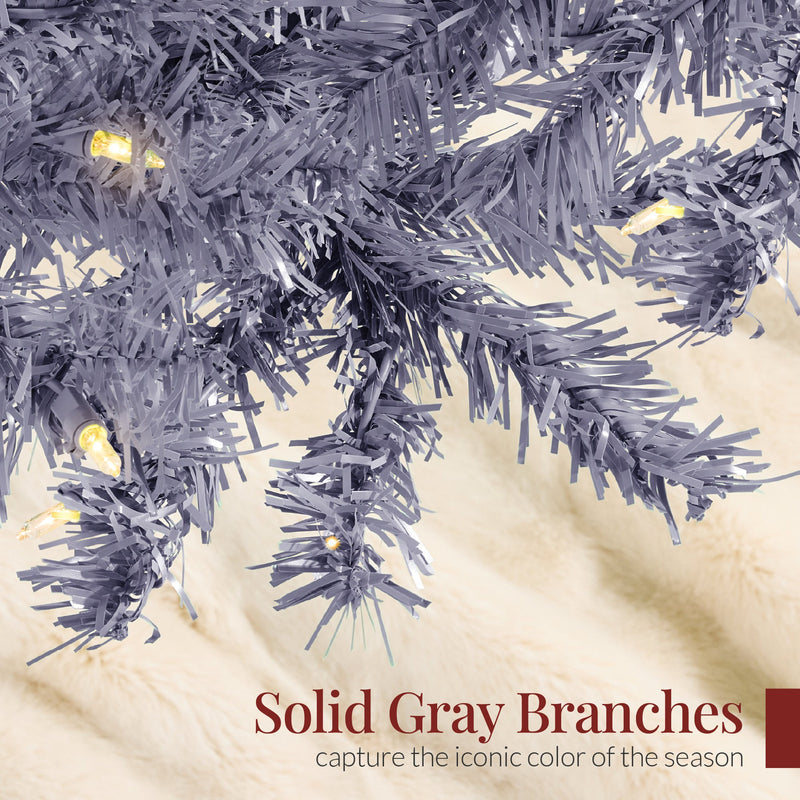 Pre-Lit Artificial Charcoal Gray Christmas Tree w/ Incandescent Lights