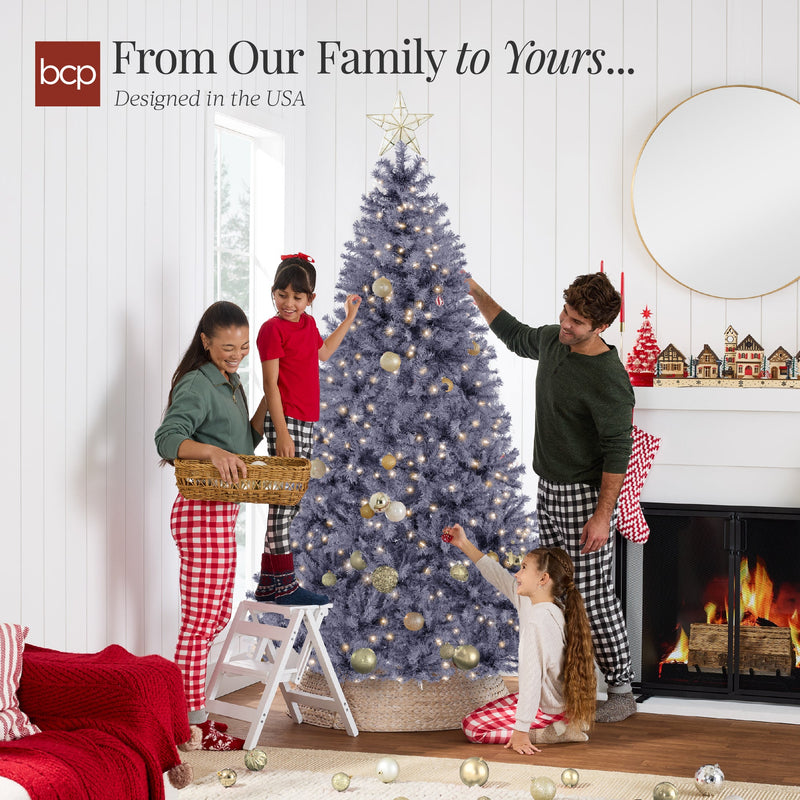 Pre-Lit Artificial Charcoal Gray Christmas Tree w/ Incandescent Lights