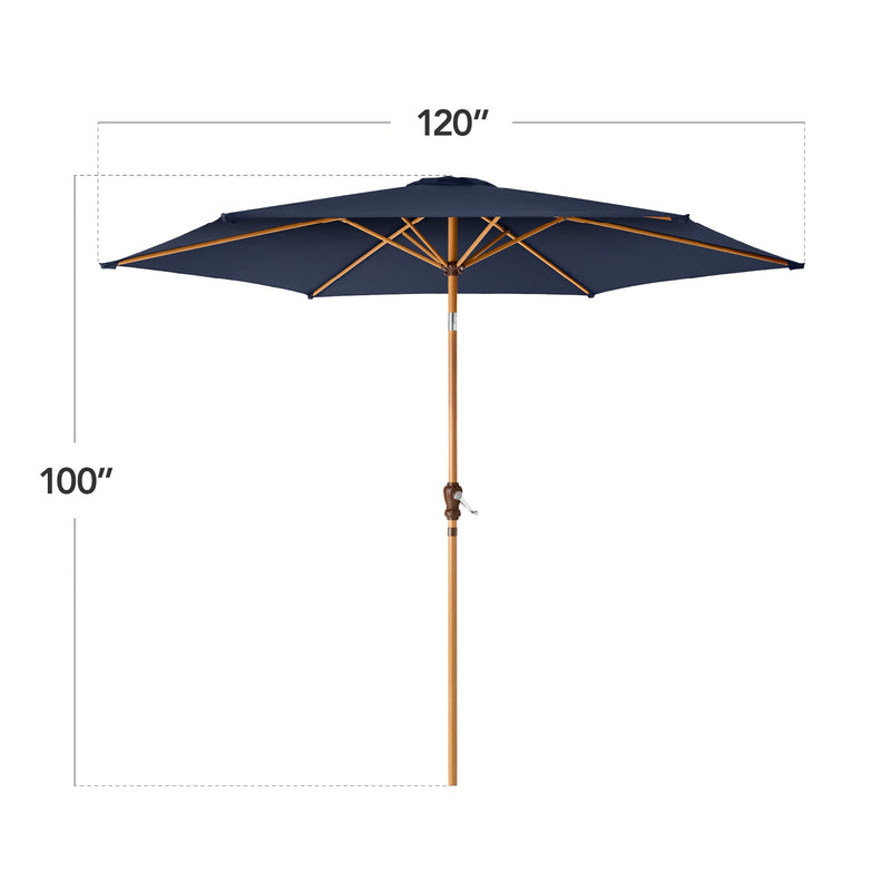 Outdoor Woodgrain Pattern Patio Umbrella Decoration w/ Tilt, Crank - 10ft