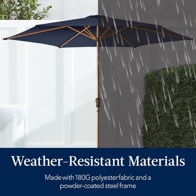 Outdoor Woodgrain Pattern Patio Umbrella Decoration w/ Tilt, Crank - 10ft