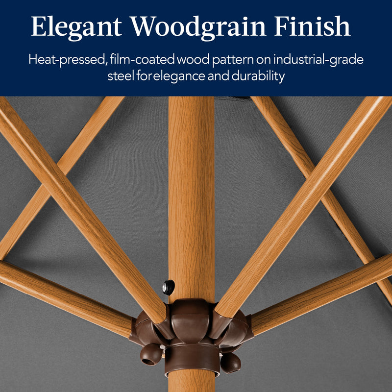 Outdoor Woodgrain Pattern Patio Umbrella Decoration w/ Tilt, Crank - 10ft