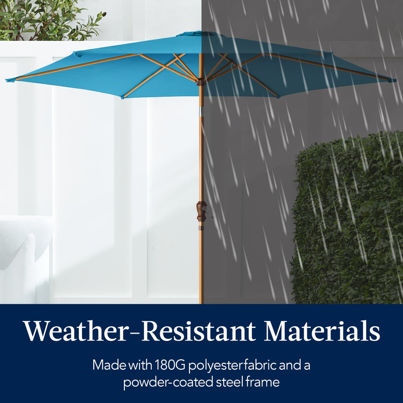 Outdoor Woodgrain Pattern Patio Umbrella Decoration w/ Tilt, Crank - 10ft