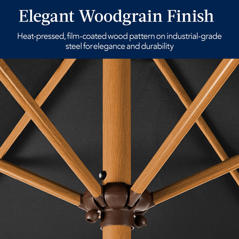 Outdoor Woodgrain Pattern Patio Umbrella Decoration w/ Tilt, Crank - 10ft