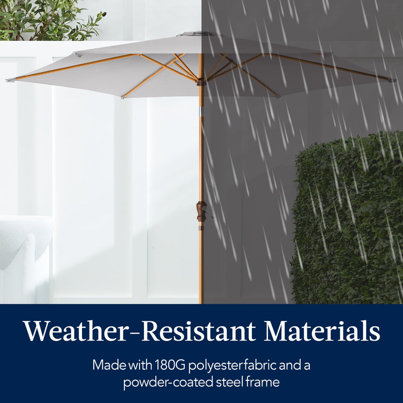 Outdoor Woodgrain Pattern Patio Umbrella Decoration w/ Tilt, Crank - 10ft