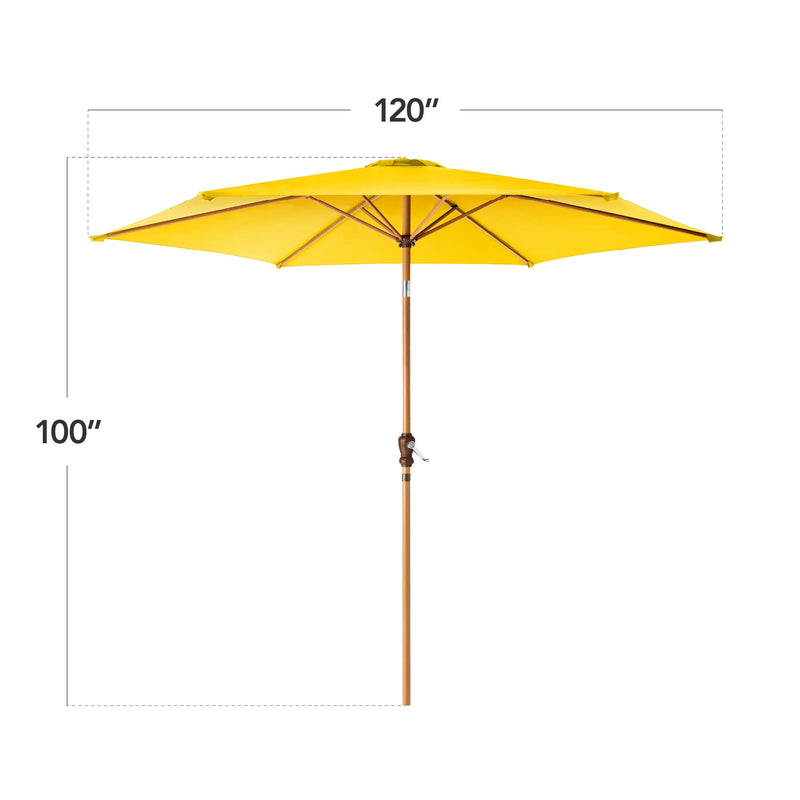 Outdoor Woodgrain Pattern Patio Umbrella Decoration w/ Tilt, Crank - 10ft