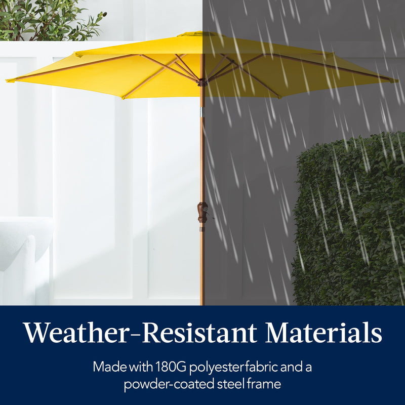 Outdoor Woodgrain Pattern Patio Umbrella Decoration w/ Tilt, Crank - 10ft