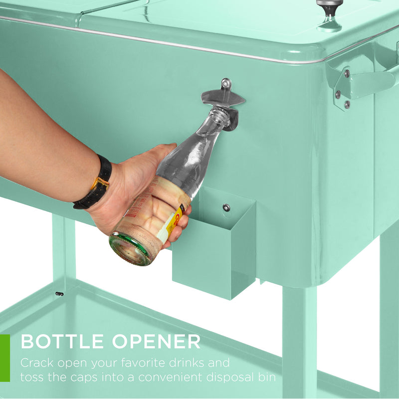 Portable Rolling Cooler Cart w/ Bottle Opener, Catch Tray - 80qt