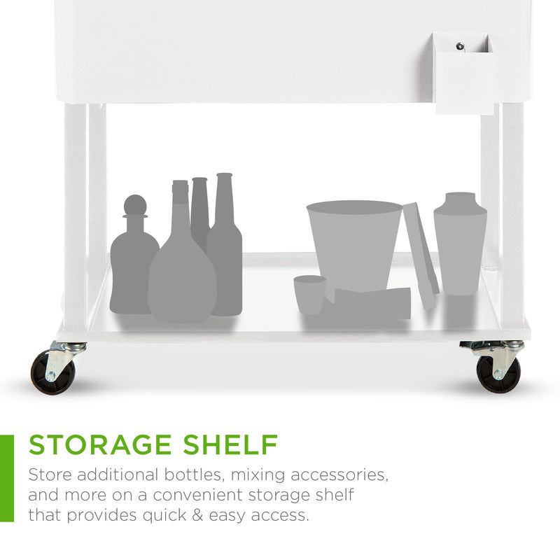 Portable Rolling Cooler Cart w/ Bottle Opener, Catch Tray - 80qt