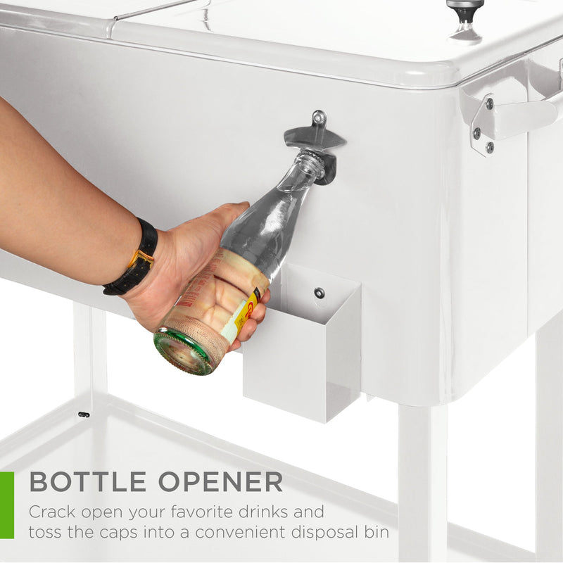 Portable Rolling Cooler Cart w/ Bottle Opener, Catch Tray - 80qt
