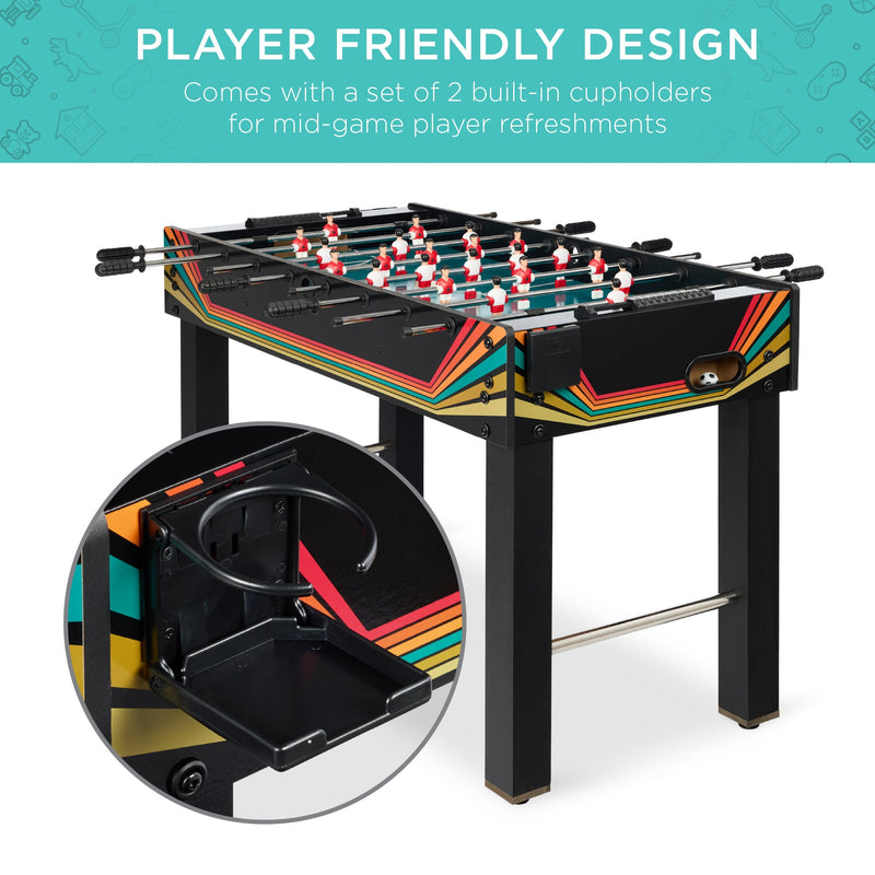Foosball Game Table, Arcade Table Soccer w/ 2 Cup Holders, 2 Balls - 48in