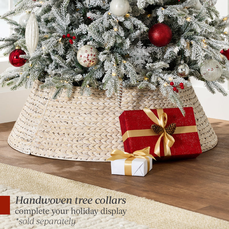 Pre-Lit Flocked Artificial Aspen Noble Fir Christmas Tree w/ Metal Stand