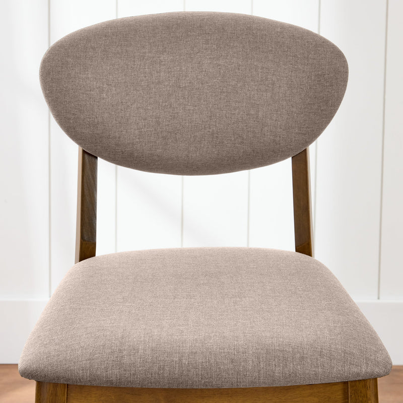 2-Piece Mid-Century Modern Wood & Upholstered Counter Height Bar Stool Set
