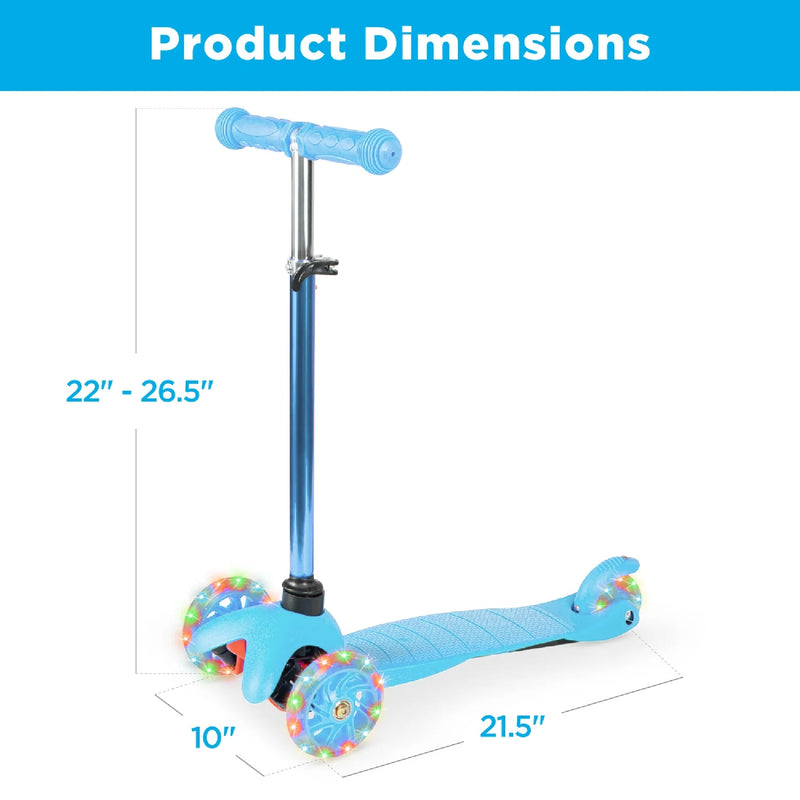 Kids Mini Kick Scooter Toy w/ Colorful Light-Up Wheels, Adjustable T-Bar
