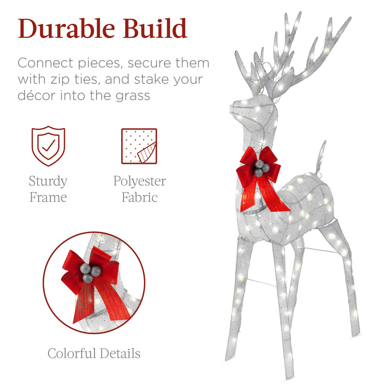Lighted Christmas Reindeer & Sleigh Outdoor Decor Set w/ LED Lights - Kivo Store