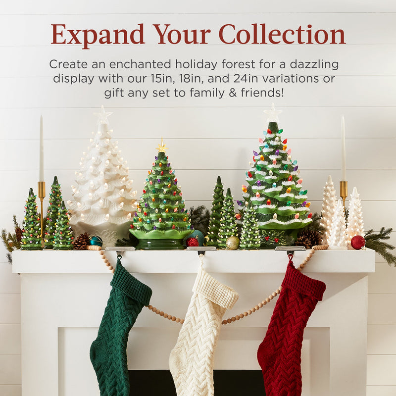 Set of 3 Pre-Lit Ceramic Tabletop Christmas Trees