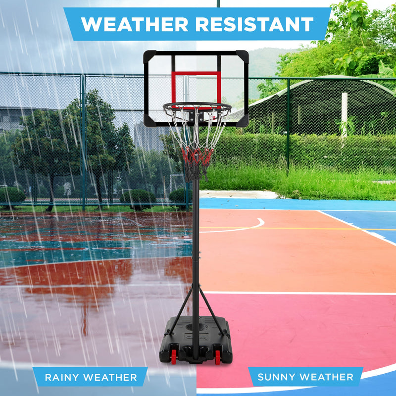 Kids Height-Adjustable Basketball Hoop, Square Backboard w/ 2 Wheels