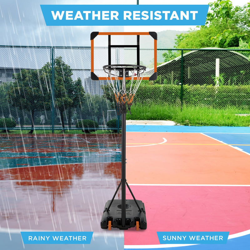 Kids Height-Adjustable Basketball Hoop, Square Backboard w/ 2 Wheels