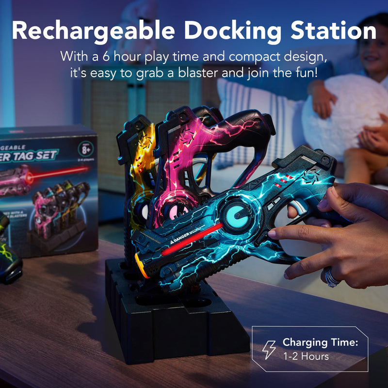 Set of 4 Rechargeable Laser Tag Blasters w/ Docking Station, No Vests Needed - Kivo Store