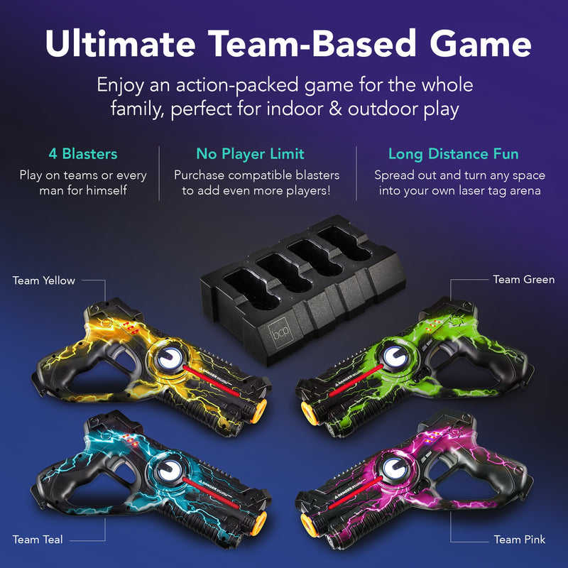 Set of 4 Rechargeable Laser Tag Blasters w/ Docking Station, No Vests Needed - Kivo Store