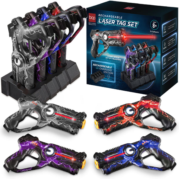 Set of 4 Rechargeable Laser Tag Blasters w/ Docking Station, No Vests Needed - Kivo Store
