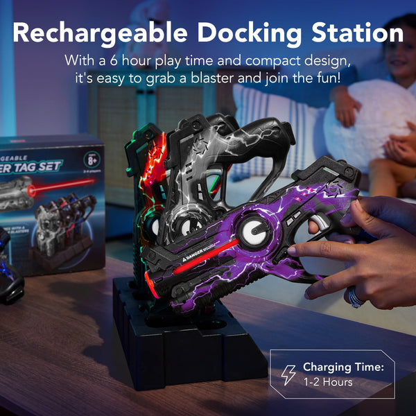 Set of 4 Rechargeable Laser Tag Blasters w/ Docking Station, No Vests Needed - Kivo Store