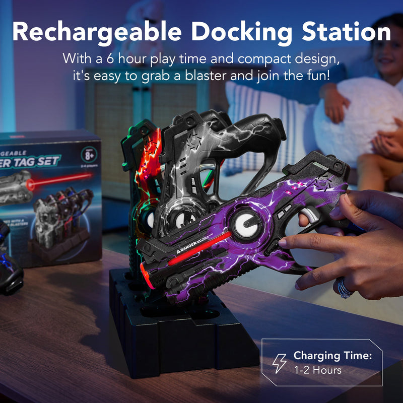 Set of 4 Rechargeable Laser Tag Blasters w/ Docking Station, No Vests Needed - Kivo Store