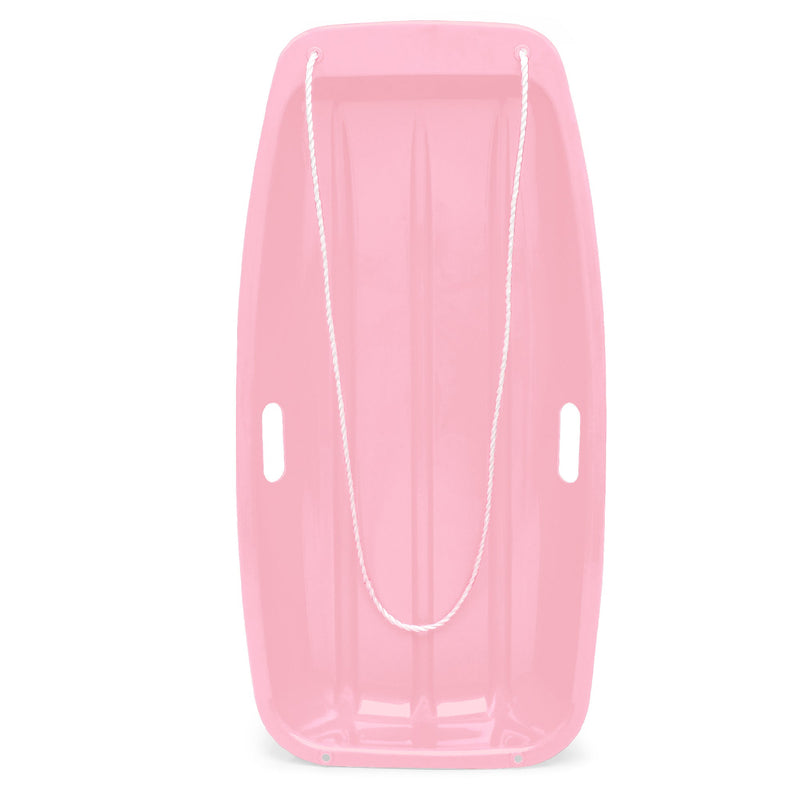 Kids Outdoor Plastic Toboggan Snow Sled Board w/ Pull Rope, Handles - 35in