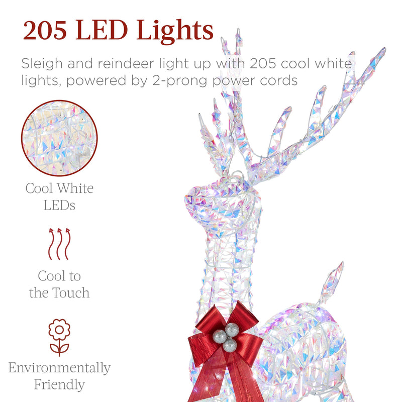 Lighted Christmas Reindeer & Sleigh Outdoor Decor Set w/ LED Lights - Kivo Store