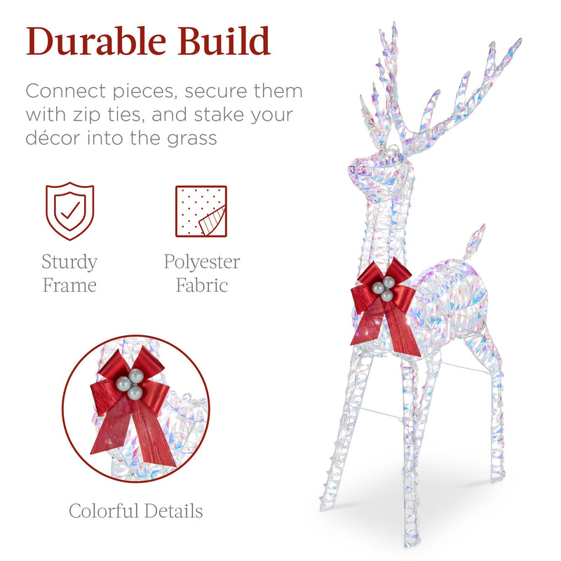 Lighted Christmas Reindeer & Sleigh Outdoor Decor Set w/ LED Lights - Kivo Store