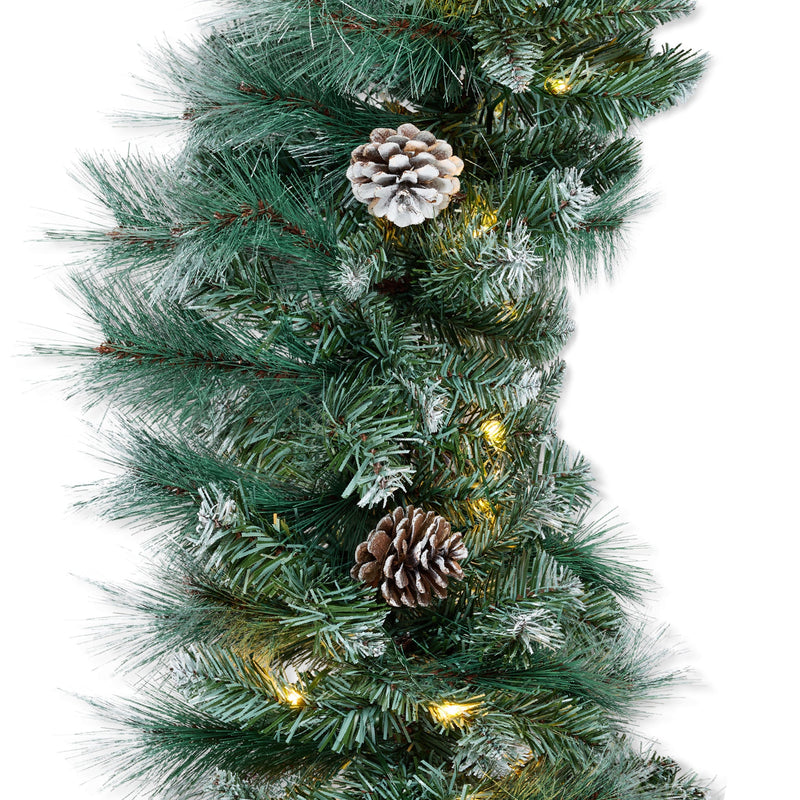 9ft Pre-Lit Christmas Garland w/ 50 Lights, Pine Cones, Berries