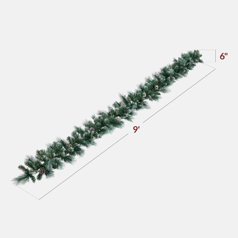 9ft Pre-Lit Christmas Garland w/ 50 Lights, Pine Cones, Berries - Kivo Store