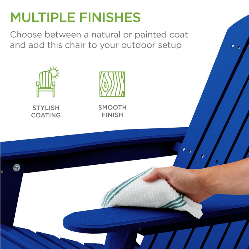 Folding Wooden Adirondack Chair, Accent Furniture w/ Natural Woodgrain - Kivo Store