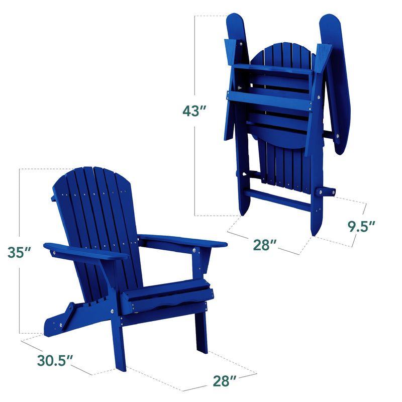 Folding Wooden Adirondack Chair, Accent Furniture w/ Natural Woodgrain - Kivo Store